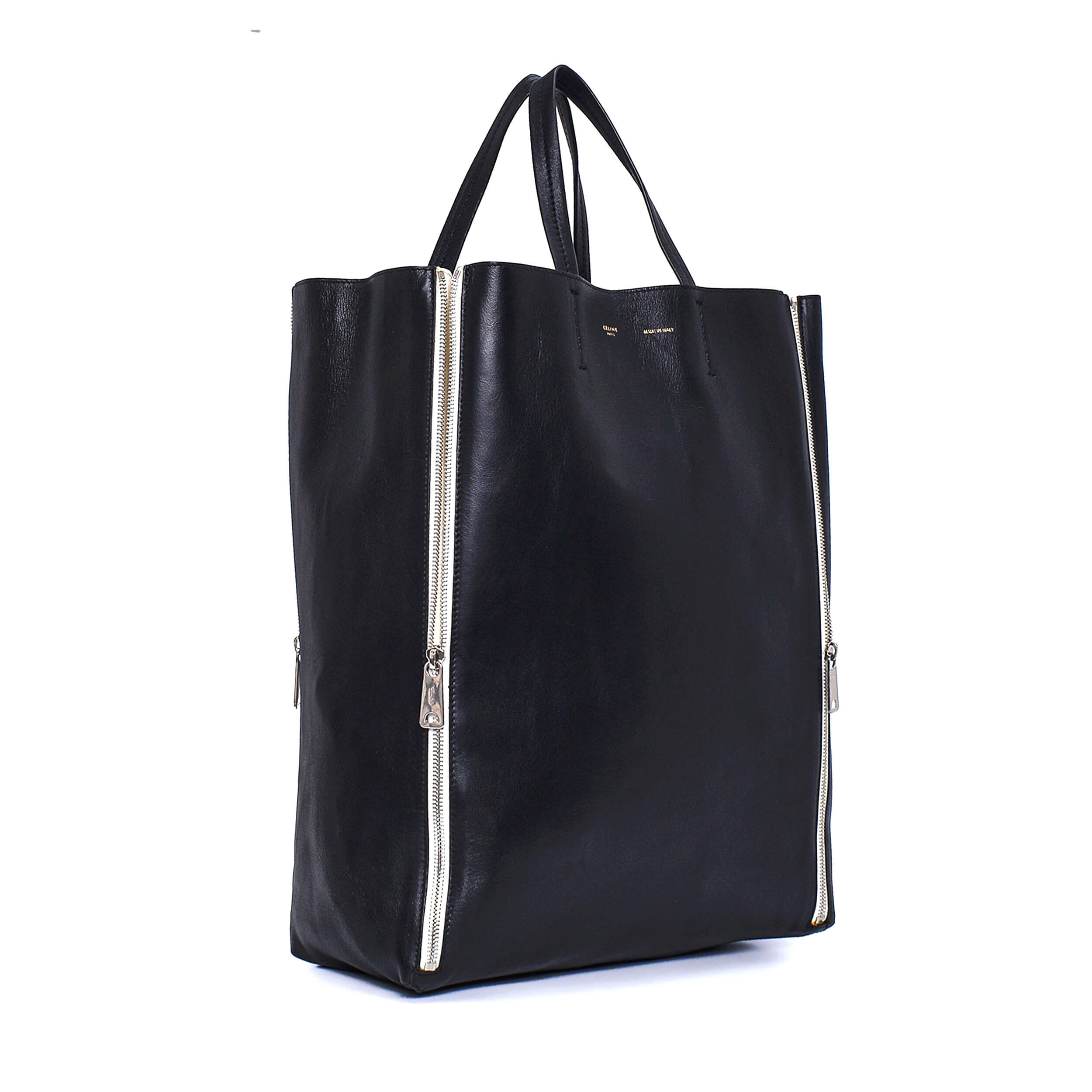 Celine - Black Lather Zippy Top Handle Bag